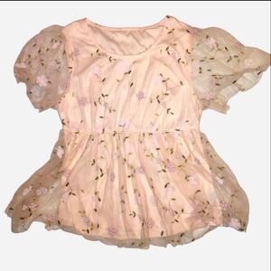Baby pink coquette ruffle top